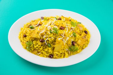 poha veya aalu poha pohe dövülmüş pirinç yapılmış ya da pirinç, favori Hint aperatif basık