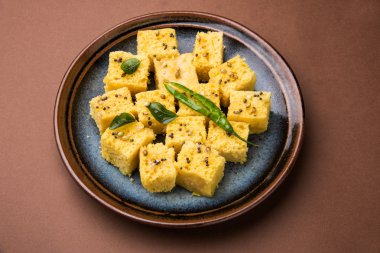 dhokla hint gıda, Gujarati Khaman Dhokla veya Buğulanmış Gram Un Snack, Hint Gıda