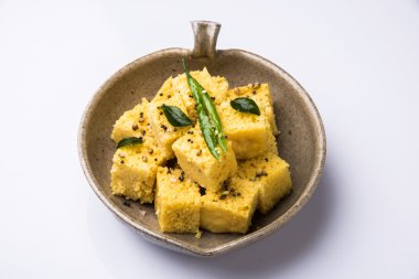 dhokla hint gıda, Gujarati Khaman Dhokla veya Buğulanmış Gram Un Snack, Hint Gıda