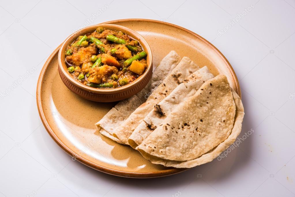 Indian Recipe Mixed Veg Containing Potato And Beans With