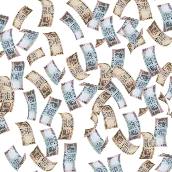 Indische Währung fällt, Indische Rupie-Scheine fallen, Indische Banknoten fliegen, Indische Rupie-Scheine fliegen — Stockfoto