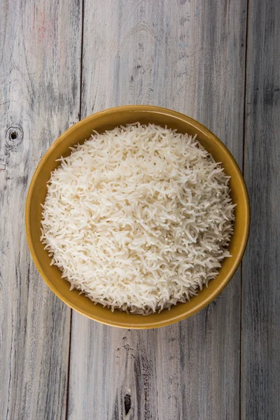 Indian basmati rice, pakistani basmati rice, asian basmati rice, cooked basmati rice, cooked white rice, cooked plain rice in bowl — Stock Photo, Image