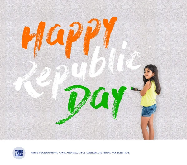 Felice giorno della Repubblica dell'India biglietto di auguri, 26 gennaio saluti — Foto Stock