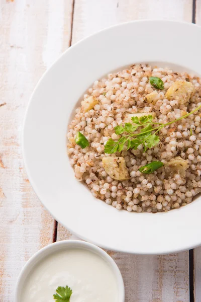 Sabudana Khichadi - An authentic dish from Maharashtra made with sago seeds, served with curd