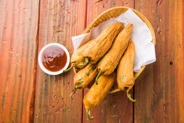 stock image chilli pakora or mirch pakoda or mirchi bhaji