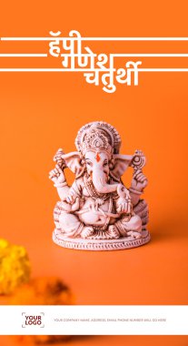 Mutlu Ganesh Chaturthi tebrik kartı gösteren fotoğraf lord ganesha Idol