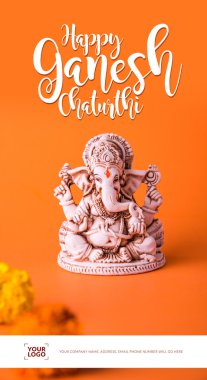 Mutlu Ganesh Chaturthi tebrik kartı gösteren fotoğraf lord ganesha Idol