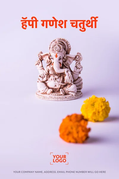 Statua di Ganesha Idol in marmo bianco su fondo bianco. Spazio libero per testo o titolo — Foto Stock