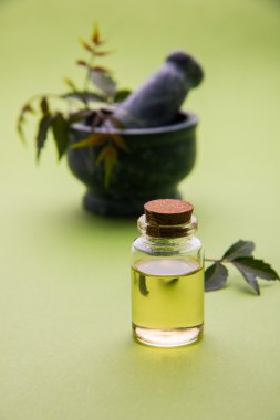 Ayurveda otlar Neem petrol şişe ile harç ile