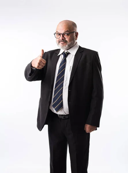 Retrato Homem Negócios Asiático Indiano Sênior Desfrutando Celebrando Sucesso Gritando — Fotografia de Stock