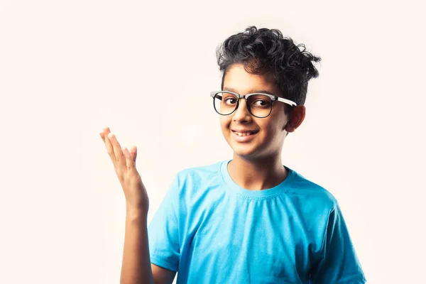 Wow Look Portrait Amazed Cute Little Indian Asian Boy Spectacles — Stock Photo, Image