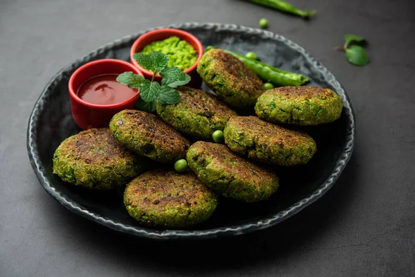 Hara Bhara Kabab Lub Kebab Jest Indyjski Wegetariański Przepis Przekąska — Zdjęcie stockowe