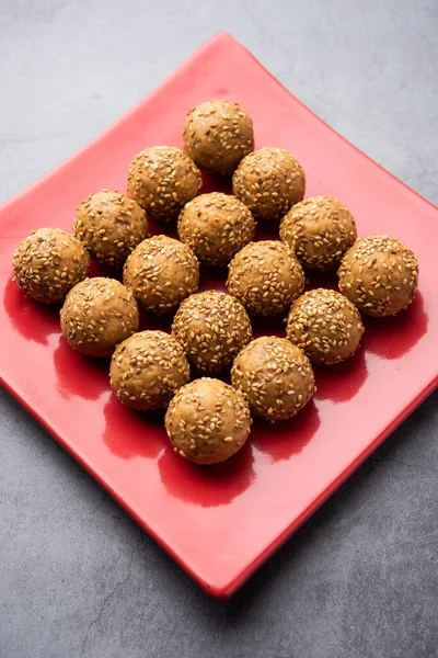 Sesame Seed Jaggery Ball Til Laddo Tilgul Til Gul Laddu — 图库照片