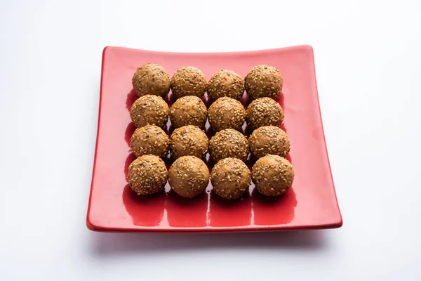 Sesame Seed Jaggery Ball Til Laddo Tilgul Til Gul Laddu — 图库照片