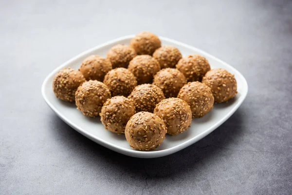 Sesame Seed Jaggery Ball Til Laddo Tilgul Til Gul Laddu — 图库照片