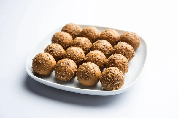 Sesame Seed Jaggery Ball Til Laddo Tilgul Til Gul Laddu — Stock Photo, Image