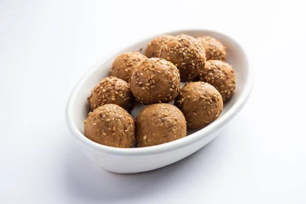 Sesame Semente Jaggery Bola Til Laddo Tilgul Til Gul Laddu — Fotografia de Stock