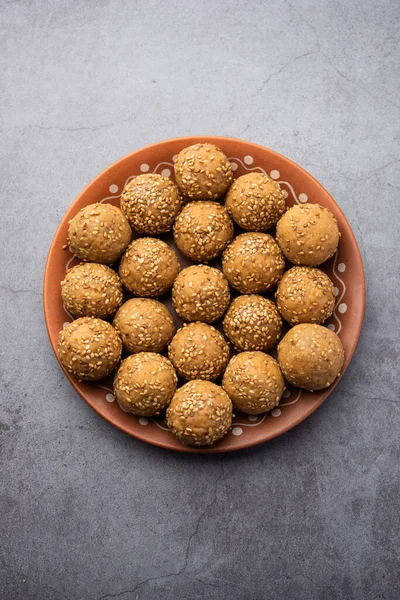 Sesame Seed Jaggery Ball Til Laddo Tilgul Til Gul Laddu — 图库照片