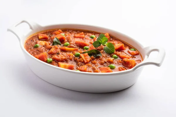 Carrot Curry Garar Gravy Sabzi Made Using Tomato Puree Spices — Stock Photo, Image