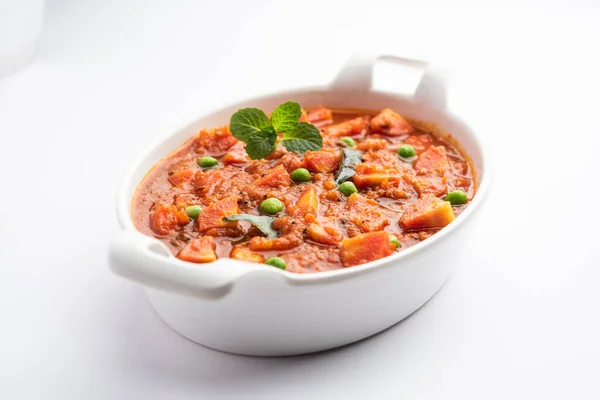 Carrot Curry Garar Gravy Sabzi Made Using Tomato Puree Spices — Stock Photo, Image