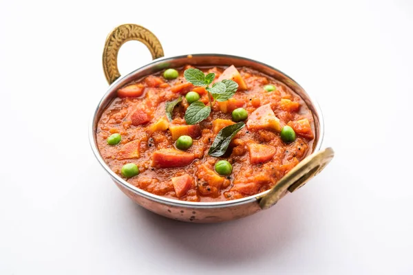 Carrot Curry Garar Gravy Sabzi Made Using Tomato Puree Spices — Stock Photo, Image