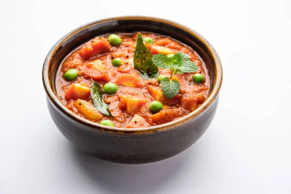 Carrot Curry Garar Gravy Sabzi Made Using Tomato Puree Spices — Stock Photo, Image