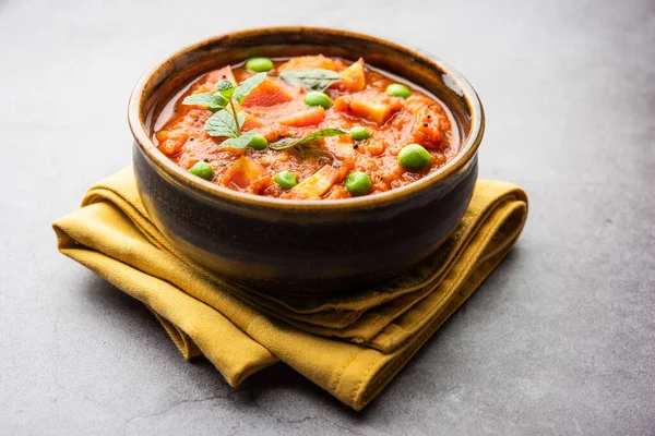 Cenoura Curry Garar Gravy Sabzi Feito Com Purê Tomate Especiarias — Fotografia de Stock