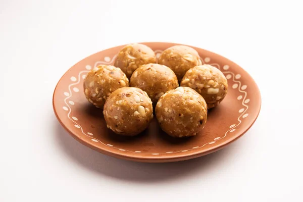 Ladoo Amendoim Doce Indiano Mungfali Laddo Amendoim Laddu Feitos Com — Fotografia de Stock