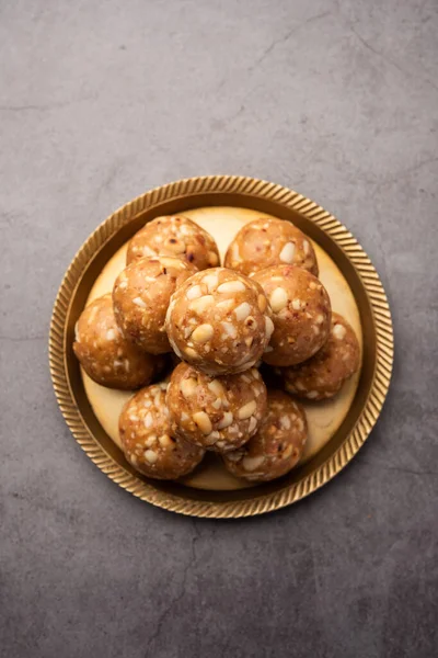 Indian Söt Jordnöt Ladoo Eller Mungfali Eller Jordnöt Laddo Eller — Stockfoto