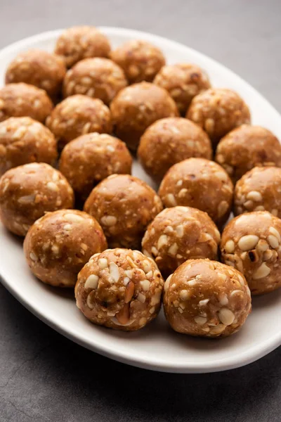 Ladoo Amendoim Doce Indiano Mungfali Laddo Amendoim Laddu Feitos Com — Fotografia de Stock