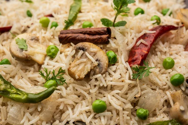 Smaczny Grzyb Lub Mashroom Rice Lub Pulav Lub Pilaf Lub — Zdjęcie stockowe