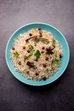 Lezzetli Baharatlı Chana Pulao veya Pulav veya pilav Basmati Rice ve nohut ile pişirilmiş baharatlı siyah veya beyaz nohut