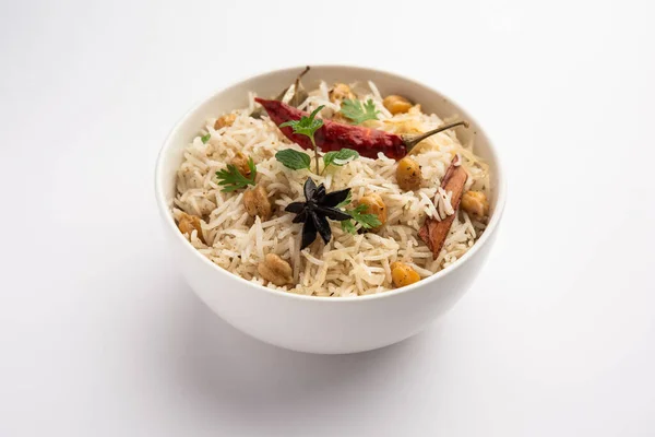 Вкусный Пряный Чана Пулао Пулав Плов Приготовленный Риса Басмати Гороха — стоковое фото