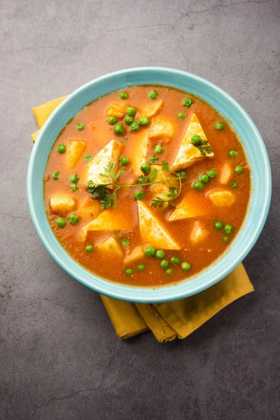 Aloo Matar Paneer Recipe India Made Using Potato Green Peas — Stock Photo, Image