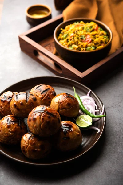 Litti Chokha Complete Meal Originated Indian State Bihar Popular Jharkhand — Stock Photo, Image