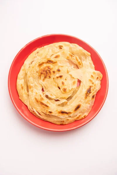 Laccha Paratha Pan Plano Inflado Capas Con Mucho Ghee Aceite — Foto de Stock