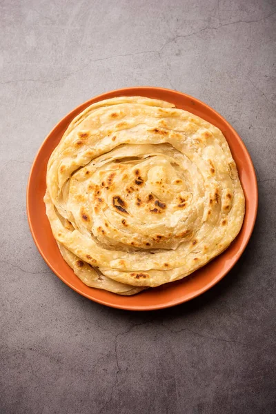 Laccha Paratha Pan Plano Inflado Capas Con Mucho Ghee Aceite —  Fotos de Stock