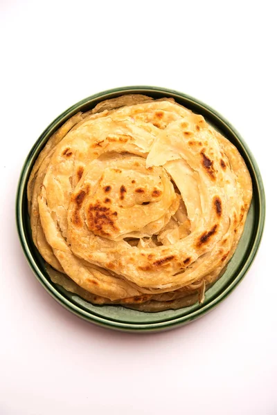 Laccha Paratha Vrstvený Nadýchaný Plochý Chléb Spoustou Ghee Nebo Oleje — Stock fotografie