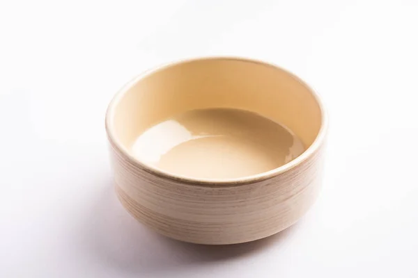 Empty Brown Ceramic Serving Bowl Isolated White Gray Background — Stock Photo, Image