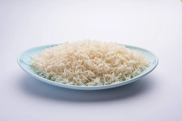 Aromatic Long Basmati Cooked Plain Rice Indian Main Course Food — Zdjęcie stockowe