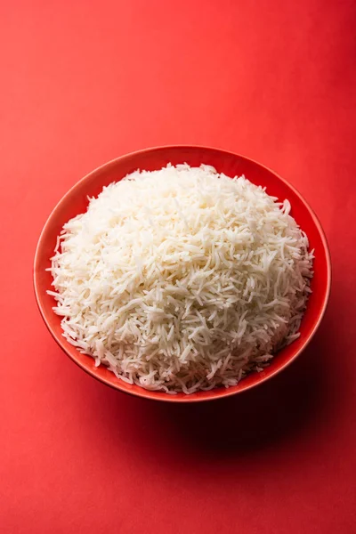 Aromatic Long Basmati Cooked Plain Rice Indian Main Course Food — Φωτογραφία Αρχείου