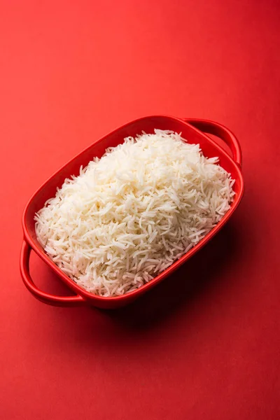 Aromatic Long Basmati Cooked Plain Rice Indian Main Course Food — Foto Stock