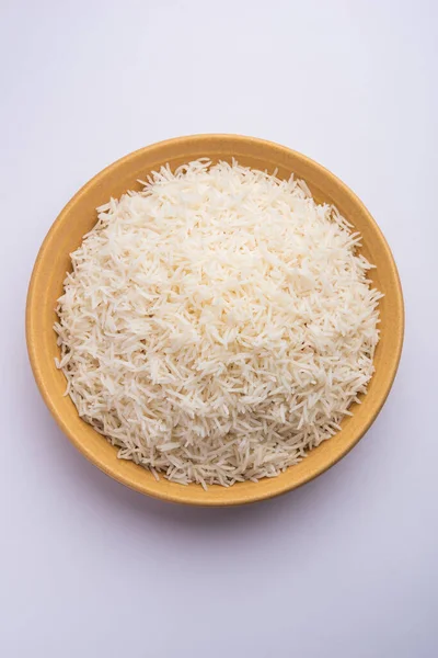 Aromatic Long Basmati Cooked Plain Rice Indian Main Course Food — Foto Stock