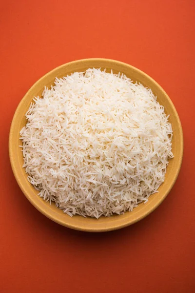 Aromatic Long Basmati Cooked Plain Rice Indian Main Course Food — Fotografia de Stock