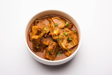 Jackfruit Masala sabji or Fanas Sabzi or Indian style spicy Kathal curry, served in a bowl or karahi. selective focus