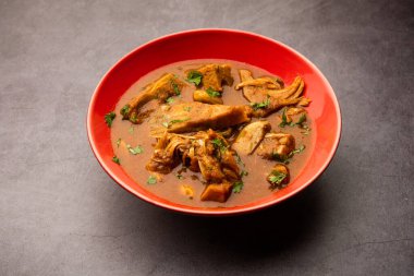 Jackfruit Masala sabji or Fanas Sabzi or Indian style spicy Kathal curry, served in a bowl or karahi. selective focus