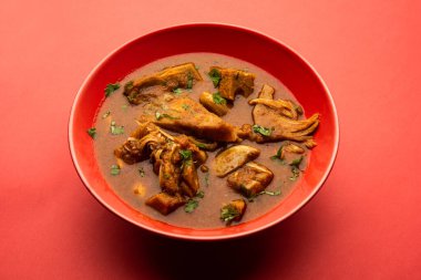 Jackfruit Masala sabji or Fanas Sabzi or Indian style spicy Kathal curry, served in a bowl or karahi. selective focus
