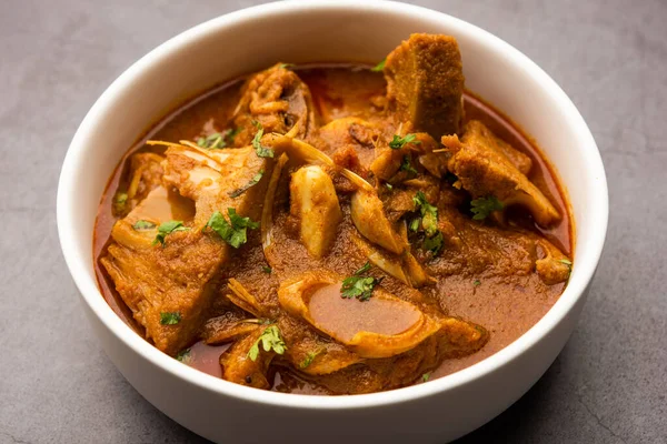 Jackfruit Masala sabji or Fanas Sabzi or Indian style spicy Kathal curry, served in a bowl or karahi. selective focus