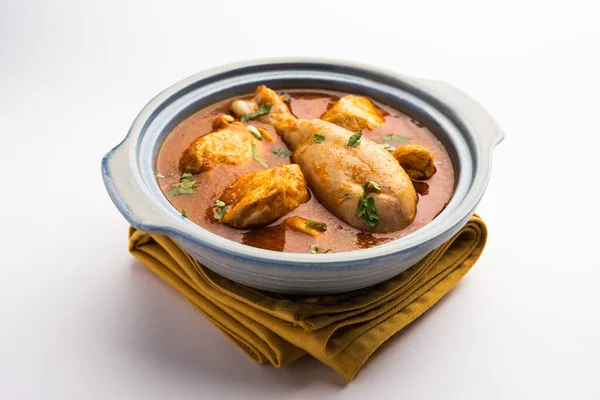 Spicy Reddish Chicken Curry Red Murgh Masala Korma Indian Non — Stock Photo, Image