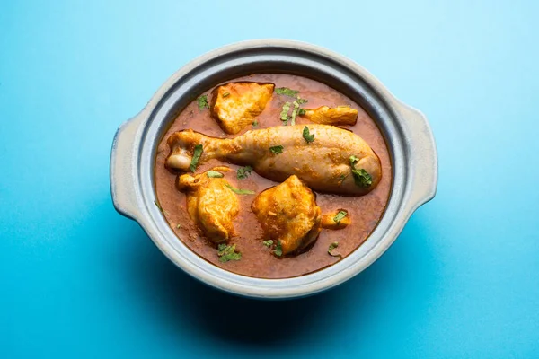Pollo Rosso Piccante Curry Rosso Murgh Masala Korma Cibo Indiano — Foto Stock